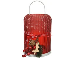 Kerstdecoratie|Brico Decoris Theelichthouder Glas 21Cm Rood