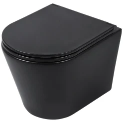 Wandclosetten|Brico Differenz Hangtoilet Mat Zwart | Soft-Close & Quick Release Toiletzitting |Randloos Toiletpot