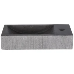 Toiletfonteinen|Brico Differnz Fontein Ribble Natuursteen Zwart 38Cm