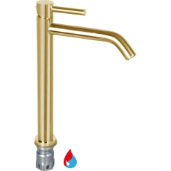 Wastafelkranen|Brico Differnz Wastafelkraan Koud/Warm Hoog Gebogen Goud