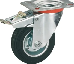 Brico Dorner Helmer Zwenkwiel Rubber Zwart/Oranje + Rem 80Mm- Wielen