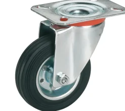 Brico Dorner Helmer Zwenkwiel Rubber Zwart/Oranje 125Mm- Wielen