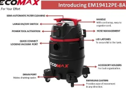 Bouwstofzuigers|Brico Ecomax Stofzuiger Nat-Droog M Class Liter Pp 30Liter