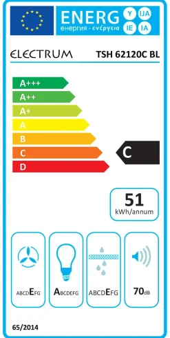 Dampkappen|Brico Electrum Schouwafzuigkap Tsh 62120C Bl 60 Cm Mat Zwart