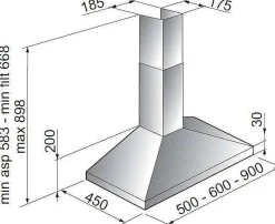 Dampkappen|Brico Electrum Schouwafzuigkap 90Cm Ch912Lbm Zwart