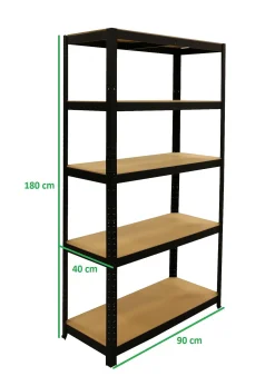 Opbergrekken|Brico Erro Stellingkast Met 5 Planken - Zwart - 90Cm