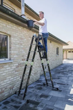 Vouwladders|Brico Escalo Vouwladder Multifold 2-In-1 Zwart