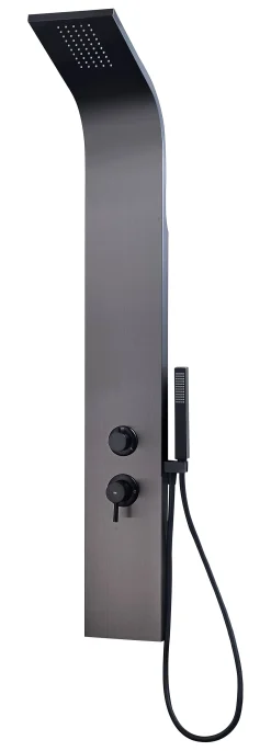 Douchesets|Brico Essebagno Douchepaneel Essegun Met Mechanische Mengkraan Gun Metal Geborsteld