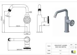 Wastafelkranen|Brico Essebagno Wastafelmengkraan Indus Gun Metal