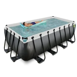 Brico Exit Black Leather Opzetzwembad Met Filterpomp Zwart 400X200X122Cm- Opzetzwembaden Met Pomp
