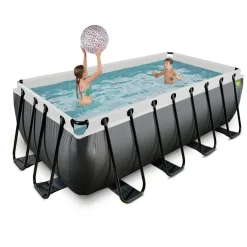 Brico Exit Black Leather Opzetzwembad Met Filterpomp Zwart 400X200X122Cm- Opzetzwembaden Met Pomp