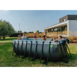 Brico Exit Black Leather Opzetzwembad Met Filterpomp Zwart 400X200X122Cm- Opzetzwembaden Met Pomp