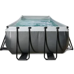Brico Exit Black Leather Opzetzwembad Met Zandfilterpomp Zwart 400X200X122Cm- Opzetzwembaden Met Pomp