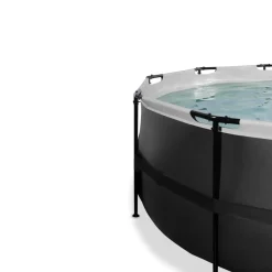 Brico Exit Black Leather Opzetzwembad Met Overkapping En Zandfilter- En Warmtepomp Zwart O450X122Cm- Opzetzwembaden Met Pomp