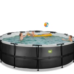 Brico Exit Black Leather Opzetzwembad Met Overkapping En Zandfilter- En Warmtepomp Zwart O450X122Cm- Opzetzwembaden Met Pomp