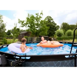 Brico Exit Black Leather Opzetzwembad Met Filterpomp Zwart O360X122Cm- Opzetzwembaden Met Pomp