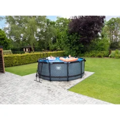 Brico Exit Black Leather Opzetzwembad Met Filterpomp Zwart O360X122Cm- Opzetzwembaden Met Pomp