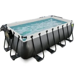 Brico Exit Black Leather Opzetzwembad Met Overkapping En Zandfilter- En Warmtepomp Zwart 400X200X122Cm- Opzetzwembaden Met Pomp