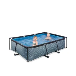 Brico Exit Stone Opzetzwembad Met Filterpomp Grijs 220X150X65Cm- Opzetzwembaden Met Pomp