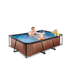Brico Exit Wood Opzetzwembad Met Filterpomp Bruin 220X150X65Cm- Opzetzwembaden Met Pomp