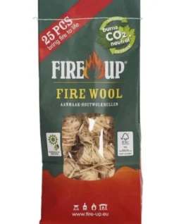 Brico Fire-Up Aanmaakhoutwol – 25 Stuks- Houtskool En Briketten