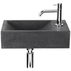 Toiletfonteinen|Brico Fonteinset Parta Bombai Black Natuursteen Wasbak 40 X 23 X 11 Cm