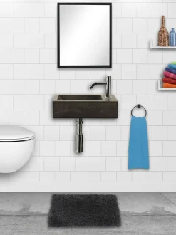 Toiletfonteinen|Brico Fonteinset Parta Bombai Black Natuursteen Wasbak 40 X 23 X 11 Cm
