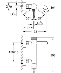 Badkranen|Brico Grohe Bad- En Douchemengkraan Essence Geborsteld Donkergrijs/Hard Graphite
