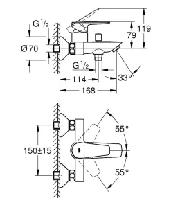Badkranen|Brico Grohe Badmengkraan Start Edge 1/2" Chroom