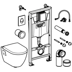 Inbouwtoiletten|Brico Grohe Inbouwreservoir Set Serel | Soft-Close Toiletzitting | Randloos Toiletpot