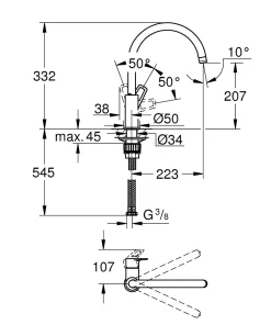 Keukenkranen|Brico Grohe Keukenmengkraan Start Loop Chroom