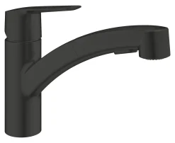 Keukenkranen|Brico Grohe Keukenmengkraan Start Geintegreerde Uittrekbare Sproeier 2 Straalsoorten Mat Zwart