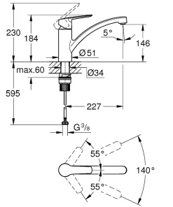 Keukenkranen|Brico Grohe Quickfix Start Keukenmengkraan Chroom