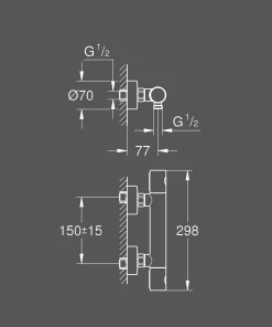 Douchekranen|Brico Grohe Thermostatische Douchemengkraan Grohterm 1000 Cosmopolitan M Donkergrijs Geborsteld