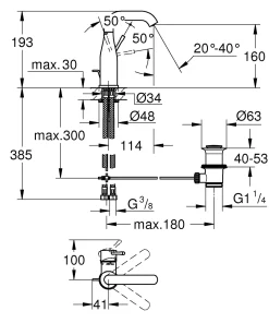 Wastafelkranen|Brico Grohe Wastafelkraan Essence M-Size Chroom Geborsteld