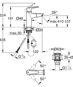Wastafelkranen|Brico Grohe Wastafelmengkraan Start M-Size Chroom Met Uittrekbare Uitloop