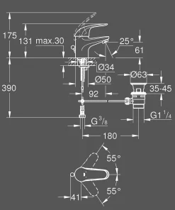 Wastafelkranen|Brico Grohe Wastafelmengkraan Swift S-Size Chroom