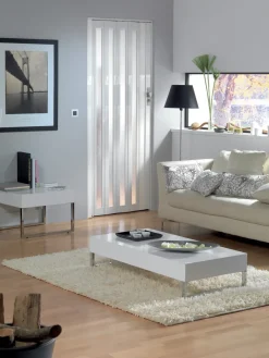 Brico Grosfillex Vouwdeur Glasen 'Larya' Pvc Wit 205X84Cm- Schuifdeuren
