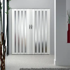 Brico Grosfillex Vouwdeur Glasen 'Larya' Pvc Wit 205X84Cm- Schuifdeuren