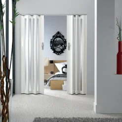 Brico Grosfillex Vouwdeur Glasen 'Larya' Pvc Wit 205X84Cm- Schuifdeuren