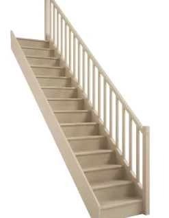 Brico Handystairs Gesloten Rechte Trap "Vega80" - 280 Cm Hoog - 13 Grenen Treden - Met Leuning- Zoldertrappen