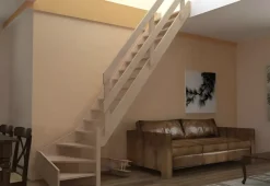 Brico Handystairs Molenaarstrap "Rustic60" - Kwartslag Rechts - Hoogte 280Cm - 13 Treden Van Grenenhout- Zoldertrappen