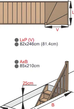 Brico Handystairs Open Kwartslagtrap "Vega80" - Links - 280 Cm Hoog - 13 Grenen Treden - Met Leuning- Zoldertrappen