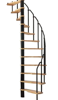 Brico Handystairs Ruimtebesparende Spiltrap "Radius" - 140X70 Cm - 299 Cm Hoog - 12 Beuken Treden - Zwart- Zoldertrappen