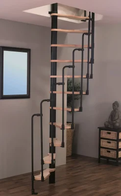 Brico Handystairs Ruimtebesparende Spiltrap "Sampax" - 120X60 Cm - 299 Cm Hoog - 12 Beuken Treden - Zwart- Zoldertrappen