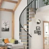 Brico Handystairs Wenteltrap "Spirale" - Diameter 120Cm - Hoogte 309Cm - 12 Beuken Treden - Zwart Staal- Zoldertrappen