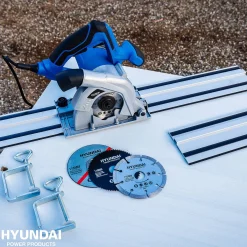 Zaagmachines|Brico Hyundai Invalzaag + Geleiderail 56341 1050W