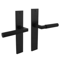 Brico Intersteel Deurklink Bau-Stil Op Plaat 245X45 Mm Blind Matzwart- Deurbeslag
