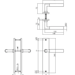 Brico Intersteel Deurklink Bau-Stil Op Plaat 245X45 Mm Blind Matzwart- Deurbeslag