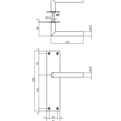 Brico Intersteel Deurklink Jura + Met Plaat 250X55X2 Mm Blind Geborsteld Rvs- Deurbeslag